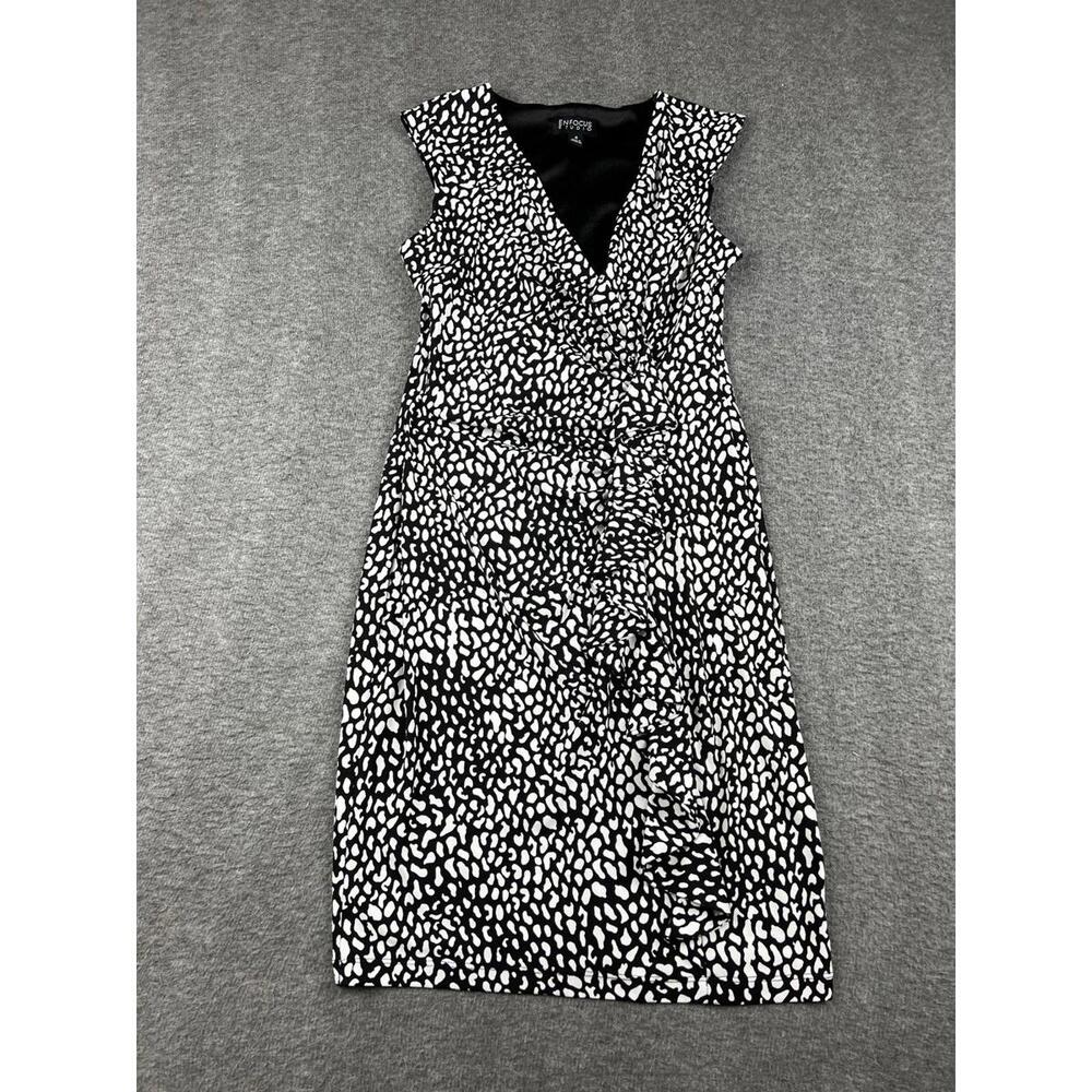 Enfocus Studio‎ Black and White Patterned Sleeveless Dress Size 4